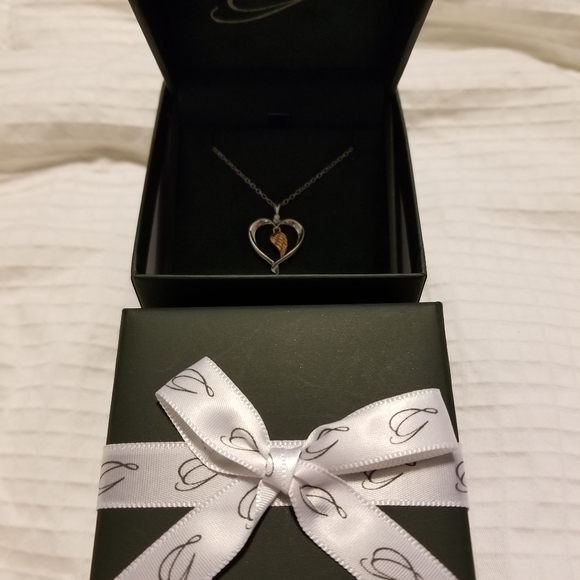 Greenberg's Kissing Hearts Collection Silver & Rose Gold Necklace - Picture 6 of 6